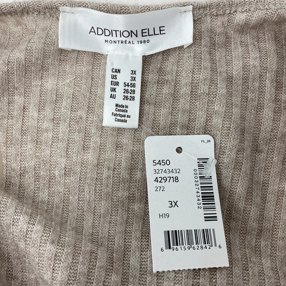ADDITION ELLE Wrap Front Ribbed OatmealSweater Size 3X - Picture 9 of 11